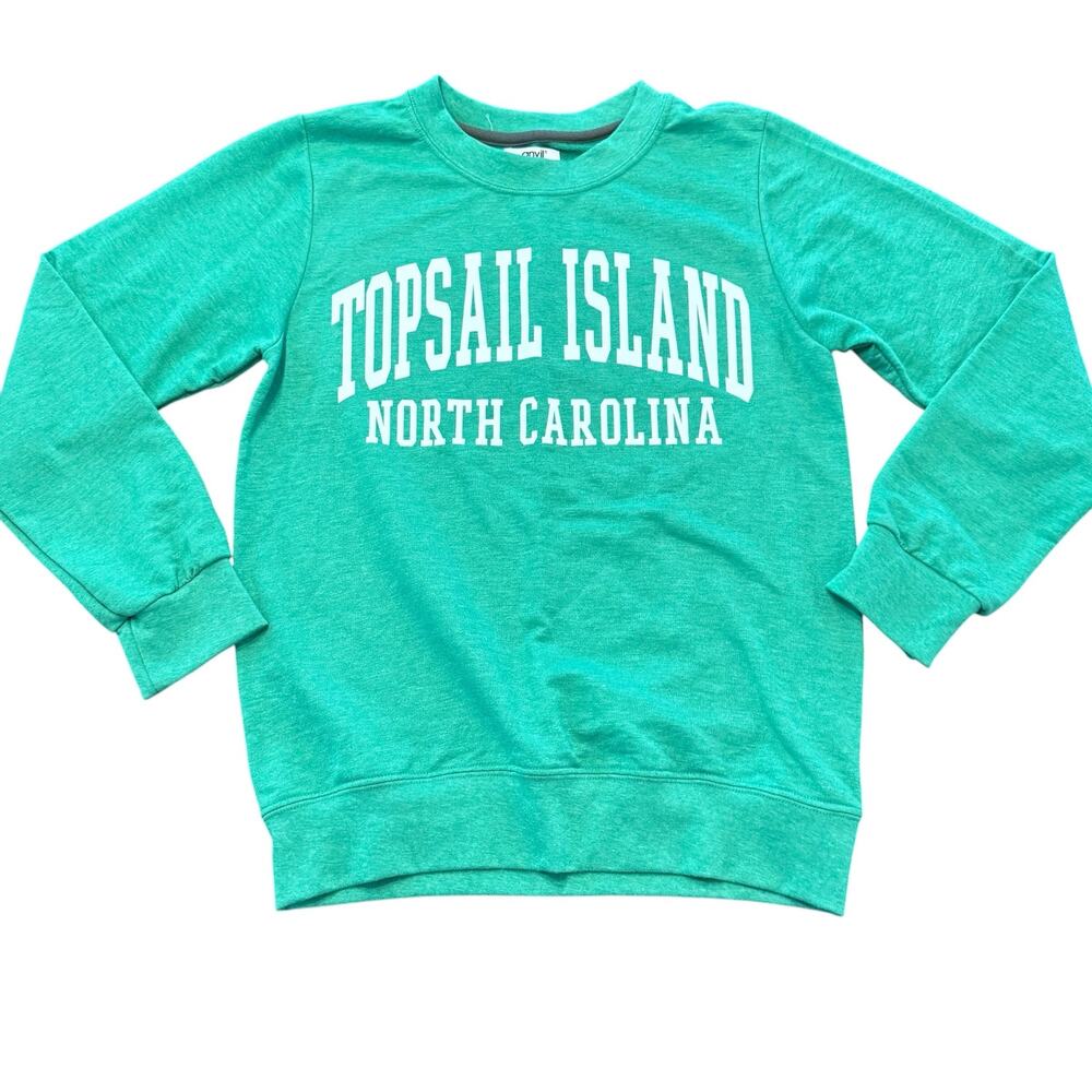 Women’s Green sweatshirt, Topsail Island North Carolina, Kelly green, Size S